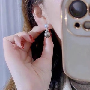 S925 <b>Silver</b> Female DIY <b>Pearl</b> <b>Earrings</b> with 6-12mm Double Beads and Empty Support 21763 Accessories - Product Image 3