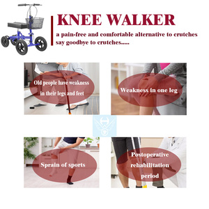 सभी इलाके फोल्डेबल पुनर्वास लोहे के घुटने वाले वयस्क रोलेटर वॉकर सहायता - Product Image 2