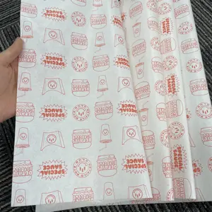 Papier d'emballage de hamburger avec Logo personnalisé, papier ciré personnalisé, paquet de biscuits en papier résistant à la graisse pour emballage de Sandwich