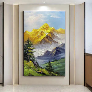 Venta al por mayor de pintura de montaña dorada, pastizales, <span class=keywords><strong>paisaje</strong></span> <span class=keywords><strong>pintado</strong></span> a mano personalizado, pintura al óleo personalizada para decoración de hotel y oficina - Product Image 3
