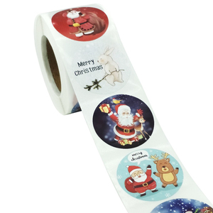 Custom Printing Christmas Festival Theme Paper <strong>Sticker</strong> Rolls Decorative <strong>Party</strong> Gift Box Packaging <strong>Bags</strong> Sealing Label <strong>Stickers</strong> - Product Image 3
