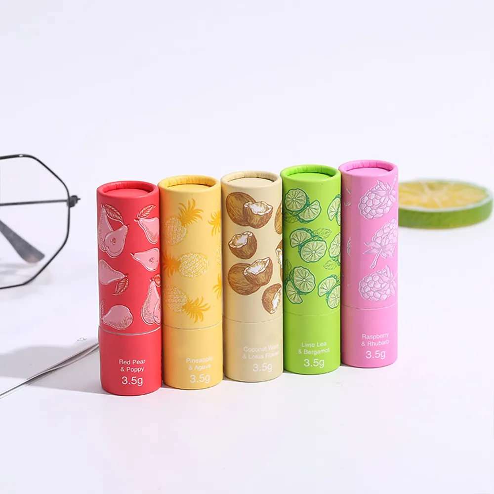 Aangepaste Biologisch Afbreekbare Kraft Kartonnen Lippenbalsem Deodorant Stick Container Verpakking Push Up Papier Buis