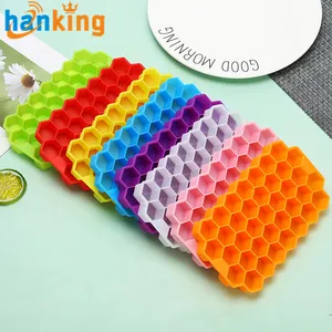 Ehanking Summer Silicone Honeycomb Ice Cube Mold With Lid 37 Lattice Honeycomb For Ice Cream Party Whiskey Cocktail Cold Drink