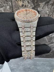 Montre mécanique automatique en acier inoxydable avec pierres de moissanite glacées, analogique, qualité supérieure, luxe impeccable - Product Image 4