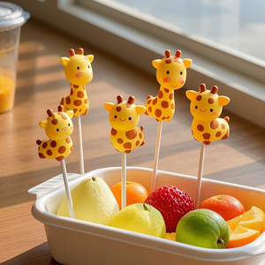 Pics alimentaires pour animaux mignons réutilisables sans BPA cure-dents de dessin animé cueillette de fruits personnalisable emballée individuellement choix alimentaires amusants pour enfants - Product Image 6
