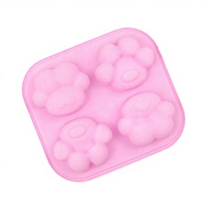 Moule à pattes de chat en silicone rose, 4 cavités, pour crème glacée, gelée, bricolage - Product Image 3