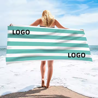 Custom Logo Personalized Design Digital Printing Bath Towels Summer Vacation Microfiber Big Size Stripe Beach Towels