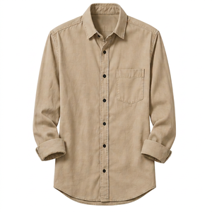Chemise en twill de coton pour homme, manches longues, col rabattu - Product Image 1