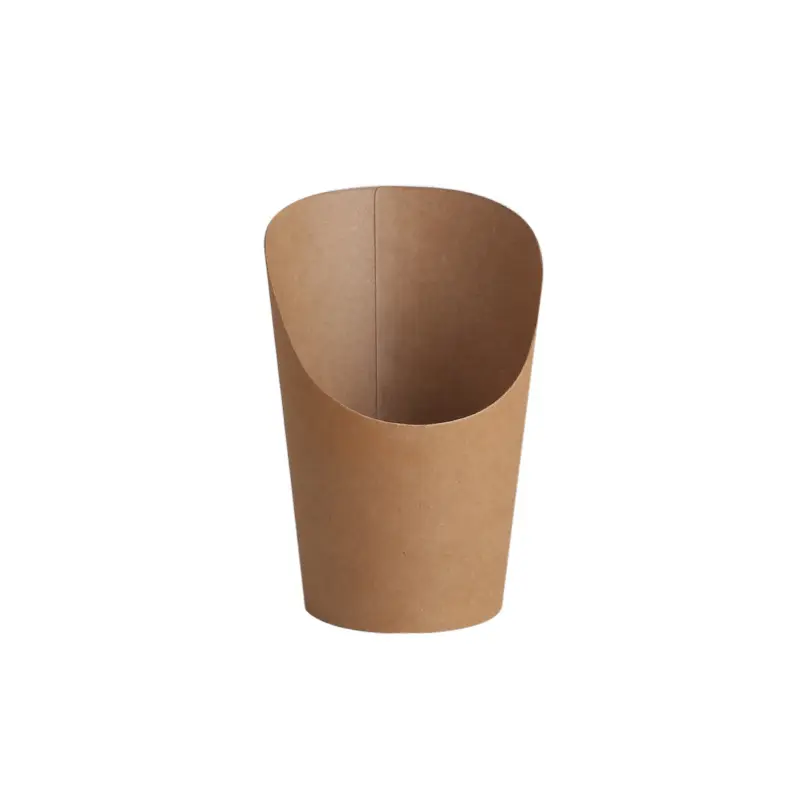 Atacado Descartável Grosso Batatas Fritas Kraft Papel Cup Pack Caixa De Papel Eco-friendly