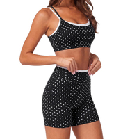 Ensemble de sport 2 pièces pour femme en Spandex/Nylon : Crop top à bretelles double couche et short cycliste taille haute, respirant et séchage rapide