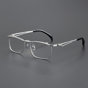 11488 Marco de titanio puro cara grande gafas de lectura de negocios para hombres patrón sólido Flip Cover Anti-Blue marcos de anteojos - Product Image 2