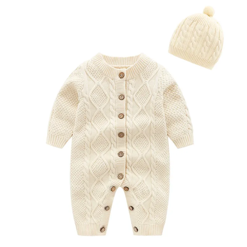 Wholesale Winter Cute Twist Baby Boys and Girls Knitted Romper