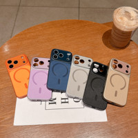 Casing Ponsel Kaca Magnetik Warna Asli untuk 17air/16/15/14 Pro Max - Pelindung Lensa Belakang Anti Benturan