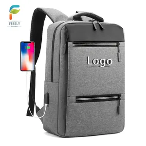 Mochila inteligente usb 15.6 polegadas leve, bolsa masculina para carregamento, de poliéster, escola, voo, viagens