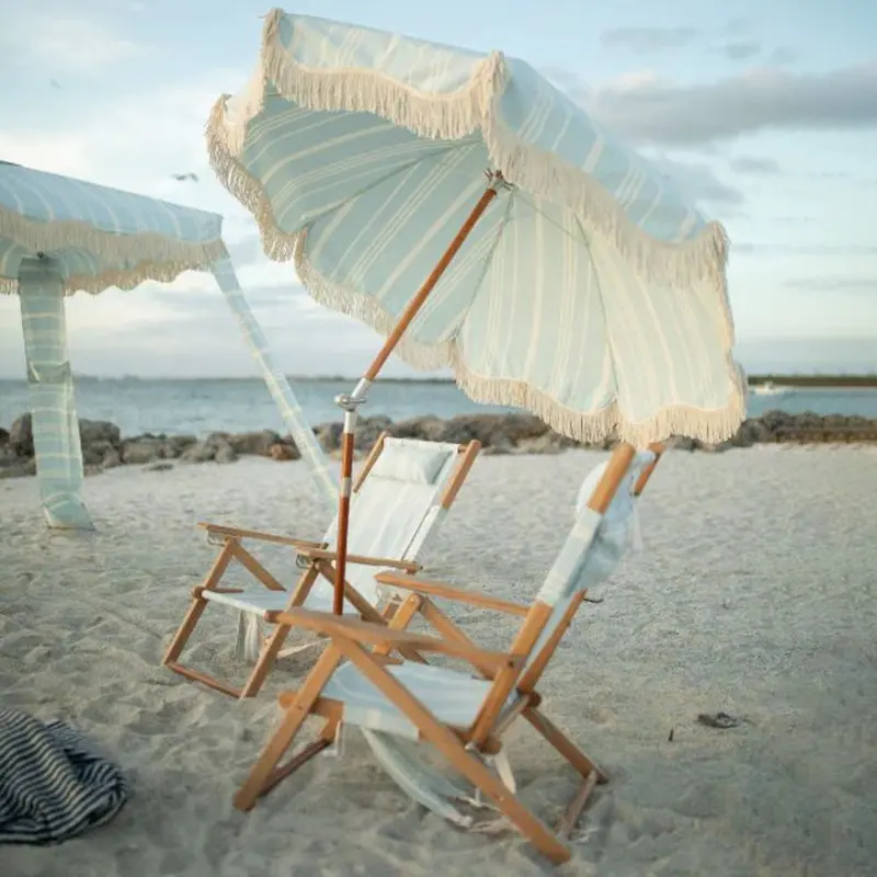 Ensemble de chaises de parasol de plage pliable, meilleure qualité, personnalisé, assorti, imprimé, chaise de soleil, auvent de plage, abri, parasol avec frange