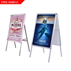 Metal Portable A Frame Poster Stand Free Standing Indoor Advertising Double Side A Board Floor Display Presentation Stands Rack