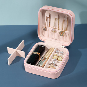 Портативный мини-кожаный дорожный шкатулка для женщин с логотипом на заказ Бархатный Чехол из искусственной кожи для хранения сережек и драгоценностей - Product Image 3