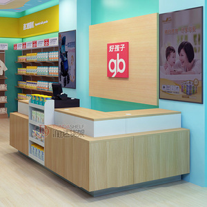 Customized Wooden Checkout Counter Nordic Style Modern Design For Supermarket Salon Bookstore Milk Tea Shop Commercial Use - Product Image 1