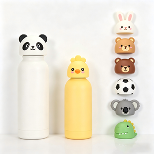 Gourde isotherme en métal à double paroi sans BPA avec couvercle en silicone alimentaire écologique en forme d'animal - Product Image 2