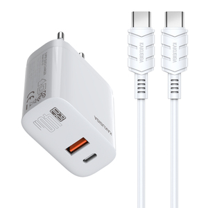 Kakusiga 40W <b>USB</b>-<b>C</b> Fast Charger With 1M <b>Type</b>-<b>C</b> <b>Cable</b> White KSC-813 - Product Image 2