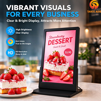 Affichage numérique de table avec batterie intégrée, écran LCD pour menu, mise à jour à distance via application mobile et Wi-Fi pour restaurants et cafés
