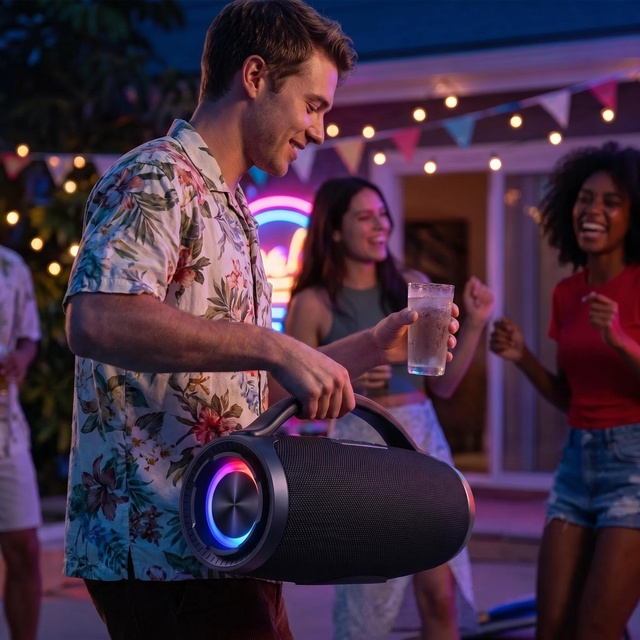 Portable Outdoor Karaoke Speaker High Power RGB Light  Wireless Party Speakers with Microphone