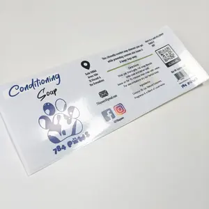 Free Design Waterproof Vinyl Custom Logo Barcode Packaging Stickers Paw Herbal Soap Adhesive Label On Rolls or Sheets