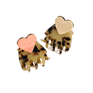 Canyuan nhỏ Acetate vuốt tóc Clip cổ điển rùa vỏ màu 5.5cm dễ thương hình trái tim nối móng vuốt tóc móng vuốt - Product Image 1