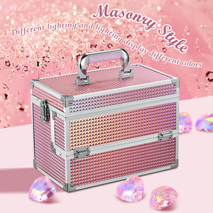 Professional <b>Makeup</b> <b>Case</b> with Mirror Large <b>Makeup</b> Train <b>Case</b> Travel Cosmetic Box Organizer with Trays Hard Beauty Storage Box - Product Image 3