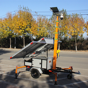 7.5m di động năng lượng mặt trời tháp ánh sáng điện thủy lực mast LED tháp ánh sáng giá với CCTV - Product Image 1