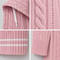 Robe pull à col en V et manches longues en tricot torsadé pour femme, personnalisable en gros (ODM), vêtements de créateur pour femme