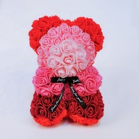 Ammy – ourson de roses artificielles personnalisées, 25cm, fausses fleurs, pour la saint-valentin, cadeau de Promotion