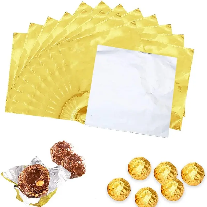 Op Maat Gemaakte Bedrukte Gekleurde Snoep Chocolade Inpakpapier Aluminiumfolie Papier Materiaal Verpakking