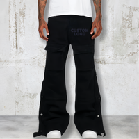 Venta caliente Pantalones de mezclilla de pierna ancha personalizados Pantalones vaqueros de hombre negros sueltos apilados Nuevo estilo Pantalones vaqueros de ajuste holgado para hombres