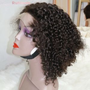Perruque frontale en cheveux humains M Shape Lagos Hairline 13x4 HD pour dentelle, haute densité, texture bouclée pixel, couleur naturelle, cheveux de bébé - Product Image 2