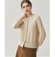 Cardigan en tricot torsadé moelleux pour femme, en cachemire, laine, coton et acrylique, style décontracté, boutonné, fabrication ODM de luxe