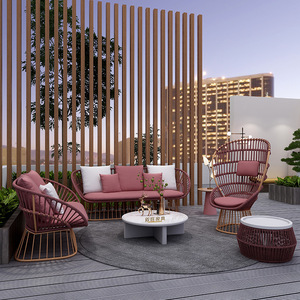 Ensemble de salon de jardin en aluminium et corde, idéal pour villa, collection de meubles de détente d'extérieur, canapé sectionnel, vente chaude - Product Image 2