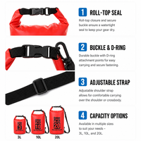 Sac étanche personnalisé en PVC avec doublure en PU, 2L-30L, pour kayak, rafting, natation, plage, camping, séparation sec et humide