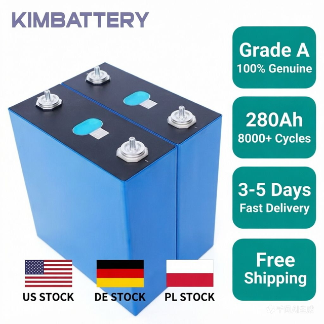 EU Stock LF280K 280Ah 3.2V LiFePO4 Battery Cell Prismatic LFP Cell for DIY 16S 51.2V Solar Storage