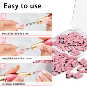 จัดส่งฟรีในสหรัฐอเมริกา แถบขัดเล็บสีชมพูขนาดเล็ก 100 150 240 กริต สำหรับดอกสว่านเจียรเล็บ - Product Image 5