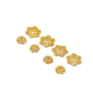 Gold Plated <b>Copper</b> Flower Bead Caps With Zircon Stones 8mm 12mm DIY Jewelry Findings For Necklace <b>Bracelet</b> Making - Product Image 4