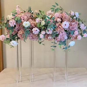 Espejo transparente de 60cm de alto, soporte de acrílico para flores, florero, soporte de exhibición de flores, mesa de boda, centros de mesa de 23,6 pulgadas