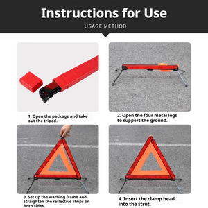 Kit d'avertissement triangulaire de sécurité en gros Panneau triangulaire d'avertissement pliable Kit d'urgence routière pour voiture avec triangle d'avertissement réfléchissant - Product Image 4