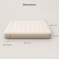 Matelas gonflable en PVC extensible de 20 cm avec pompe à air intégrée ; Nouveau lit d'appoint pour le camping en plein air et la maison ; Entièrement gonflable