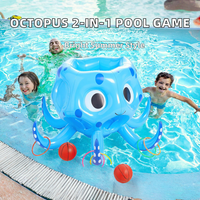Buntes PVC-Oktopus-Pool-Basketball-Ringwurfspiel-Set mit Kinder-Schwimmhilfen, -Schlauchbooten und -Kissen