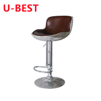 Tabouret de bar industriel U-BEST en métal et aluminium antique pour salle à manger, salon de cigares et cave d'homme, tabouret de comptoir de style aviateur