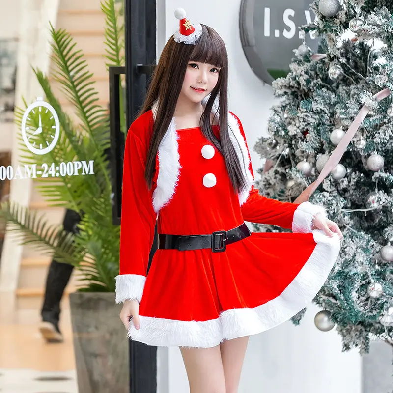 Customized Knitted Lingerie Cheap Christmas Party Dresses Clause Sexy Santa Costume