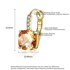 LUOTEEMI <span class=keywords><strong>donna</strong></span> che vende Champagne Color oro un <span class=keywords><strong>orecchini</strong></span> a cerchio con <span class=keywords><strong>Clip</strong></span> geometrico con zirconi - Product Image 2