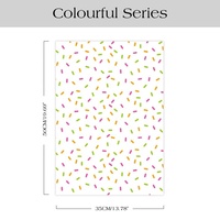 Emballage cadeau en papier artistique recyclable, écologique et de qualité supérieure, série Printemps, au design frais et charmant, avec une ambiance champêtre et florale.