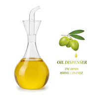 Grand distributeur de vinaigre et d'huile en verre 850 ml (28,74 oz) – Cruche à bec verseur givré tout en verre pour bar à salades et restauration – Sans plastique